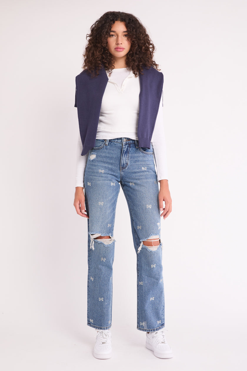 Piper - High Rise Rhinestone Embellished Non Stretch Piper - High Rise Rhinestone Embellished Non Stretch