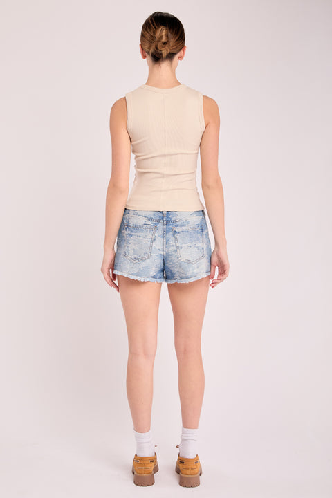 Comet - Camo Jacquard Non Stretch Frey Hem Short