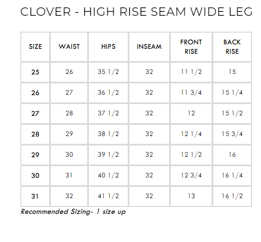 Clover - High Rise Seam Wide Leg - PTCL