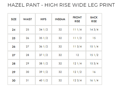 Hazel Pant - High Rise Wide Leg Print - PTCL
