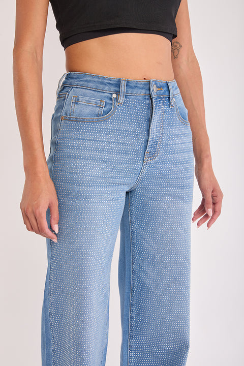 Cleo - Bling Out High Rise Stretch Straight Leg Denim