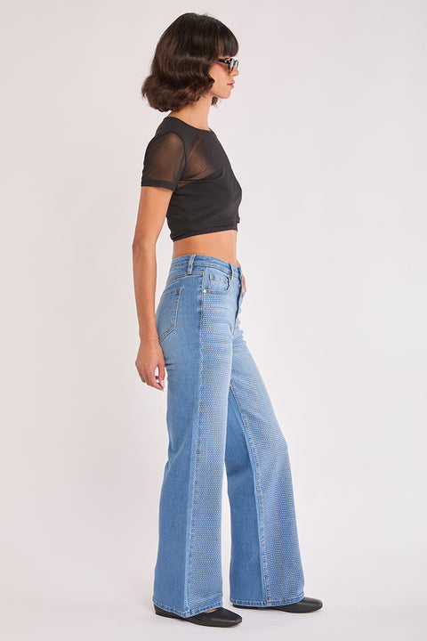 Cleo - Bling Out High Rise Stretch Straight Leg Denim