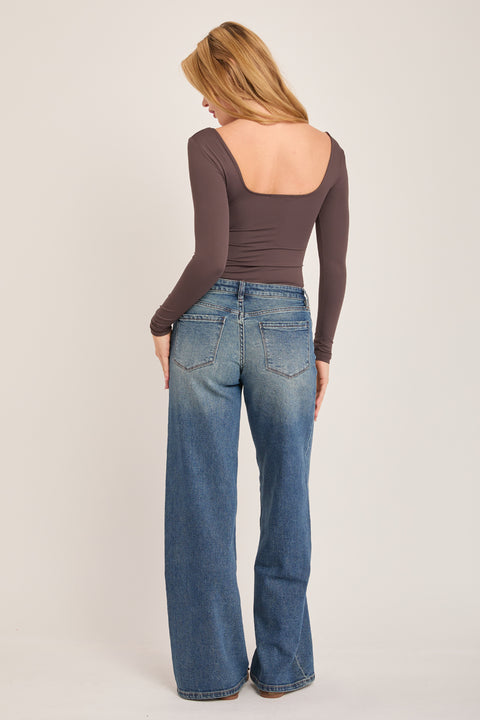 Lenn - Low Rise Comfort Stretch Wide Leg Jean
