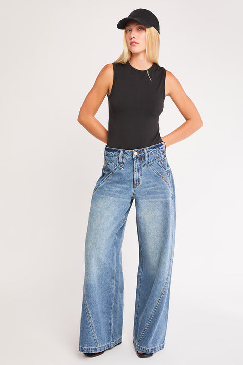 Sienna - High Rise Super Seam Non Stretch Wide Leg Jean