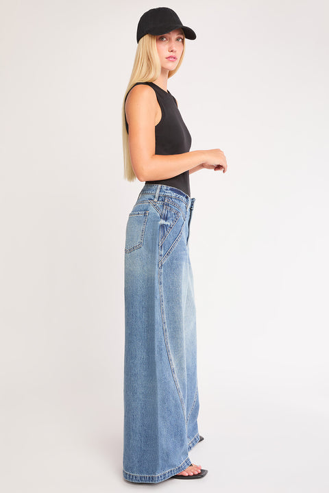 Sienna - High Rise Super Seam Non Stretch Wide Leg Jean