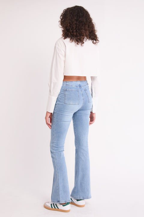 Lily - No Waist Low Rise Stretch Flare Denim Pant