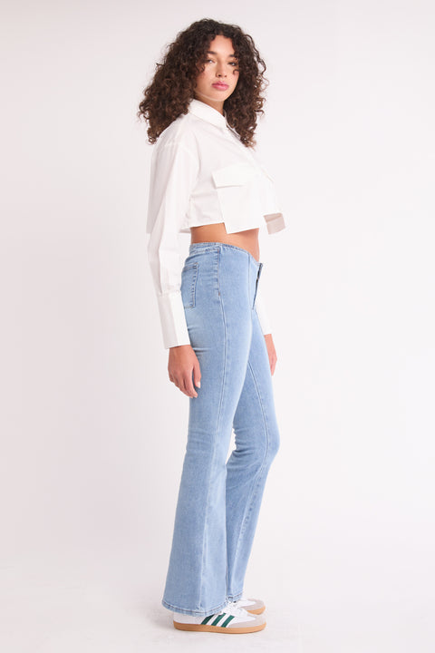 Lily - No Waist Low Rise Stretch Flare Denim Pant