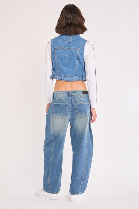 Ella - Low Loose Non Stretch Barrel Leg Jean