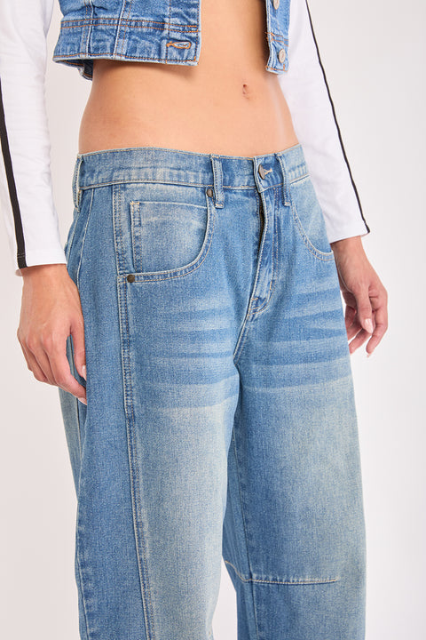 Ella - Low Loose Non Stretch Barrel Leg Jean