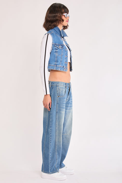 Ella - Low Loose Non Stretch Barrel Leg Jean