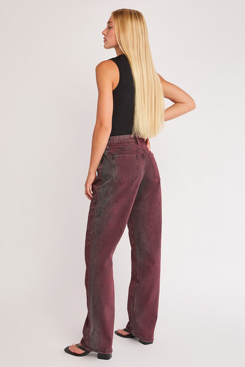 Daisy - Mid Rise Overdye Non Stretch Straight Leg Jean
