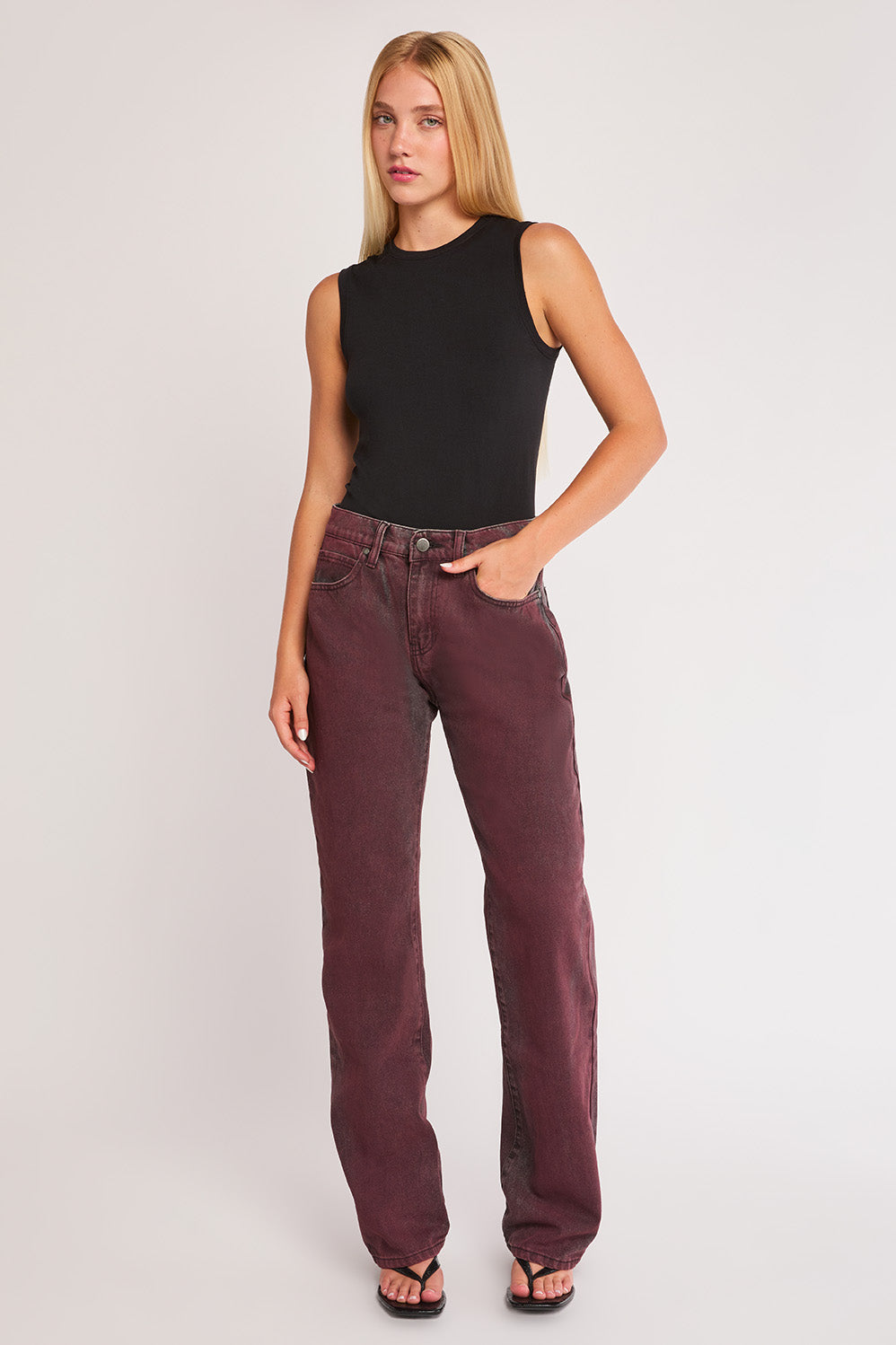 Red straight leg jeans discount