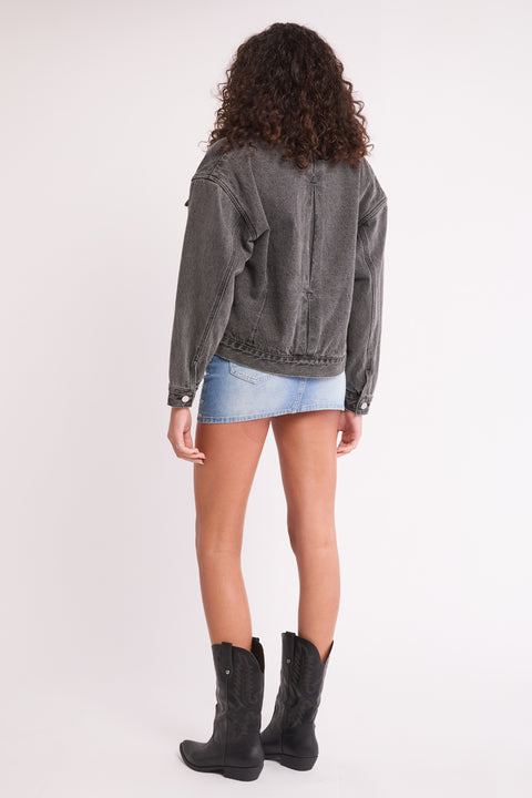 Amelia - Studded Non Stretch Denim Mini Skirt