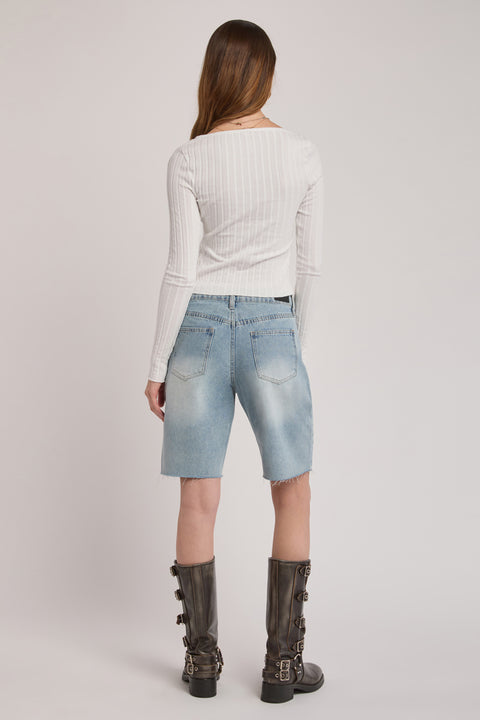 Emme - Mid Rise Relaxed Non Stretch Bermuda Short