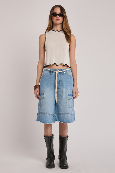 Cascade - Cargo Tie Waist Non Stretch Long Jort