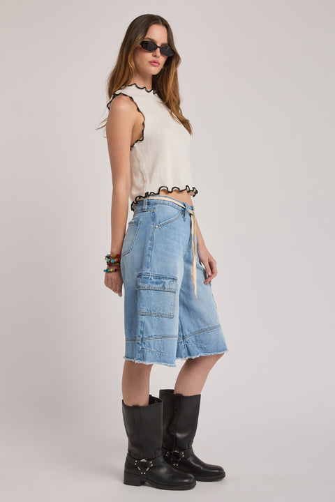 Cascade - Cargo Tie Waist Non Stretch Long Jort