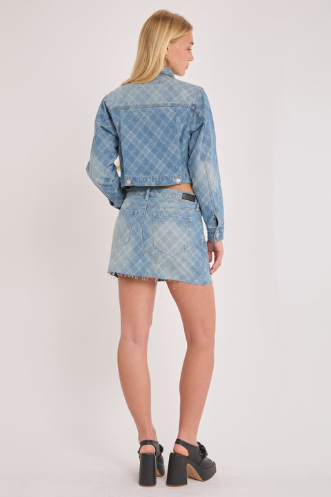 Lani - Plaid Jacquard Non Stretch Cropped Jacket