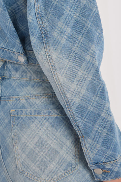 Lani - Plaid Jacquard Non Stretch Cropped Jacket