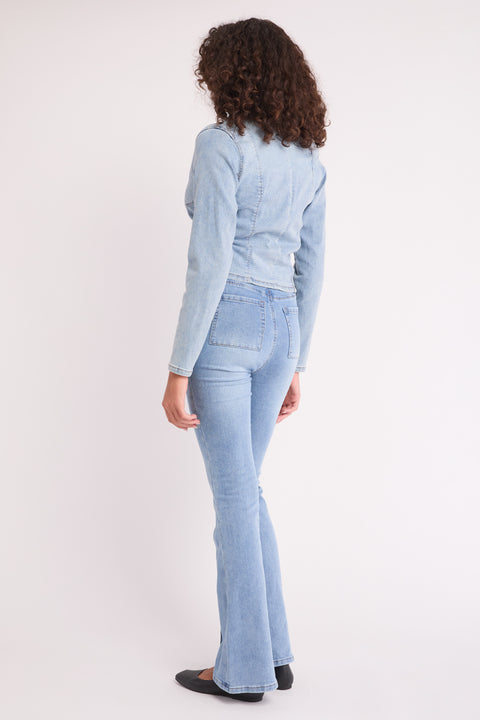 Luna - Zip Front Stretch Denim Silhouette Jacket