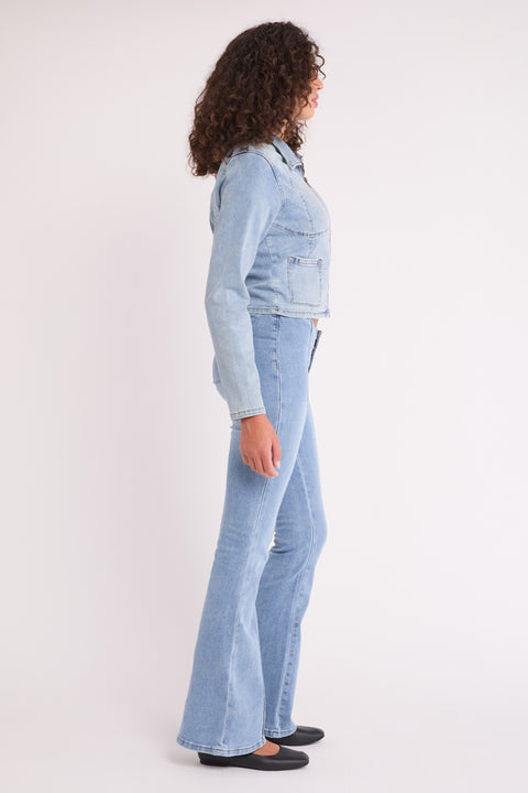 Luna - Zip Front Stretch Denim Silhouette Jacket