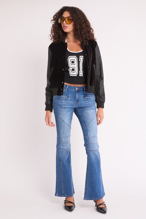 Farrah - Mid Rise Moto Bootcut Jean