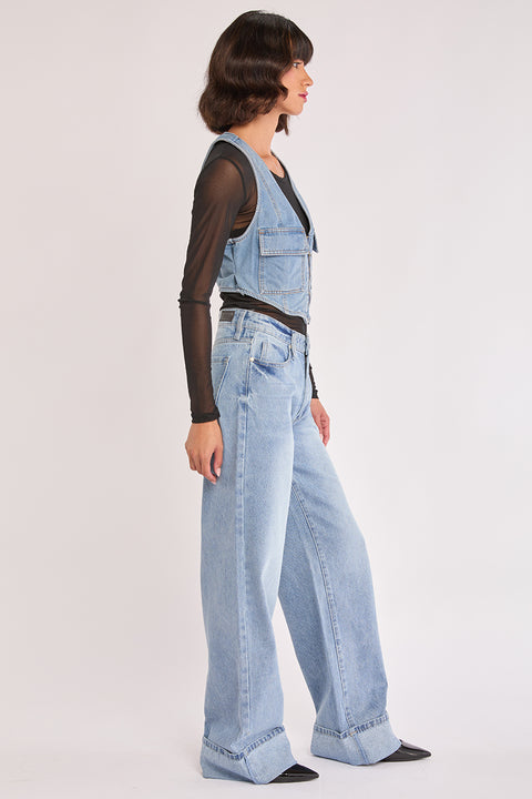 Bianca - High Rise 4" Cuff Non Stretch Straight Leg Jean