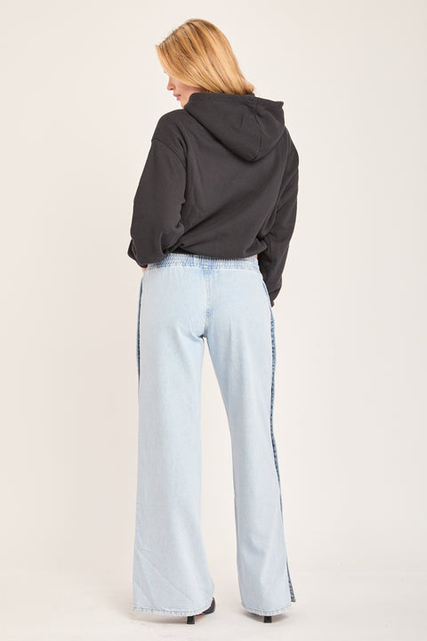 Ardor - Athletic Denim Non Stretch Side Snaps Wide Leg Pant