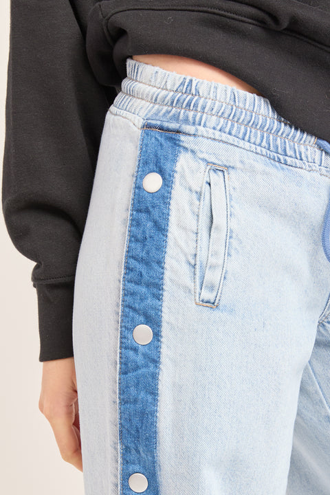 Ardor - Athletic Denim Non Stretch Side Snaps Wide Leg Pant