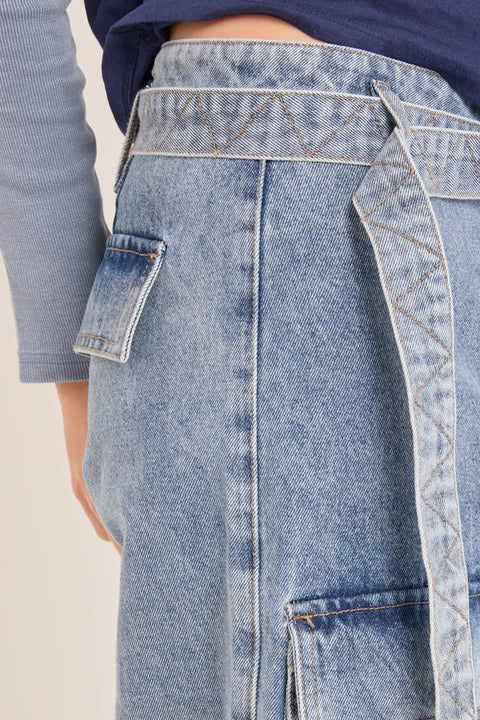 Thrive - High Rise Non Stretch Baggy Belted Cargo Jean