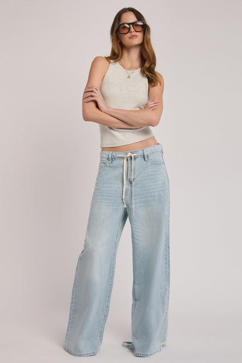 Lyla - Tie Waist Ultra Baggy Non-Stretch Wide Leg Jean