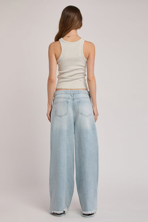 Lyla - Tie Waist Ultra Baggy Non-Stretch Wide Leg Jean
