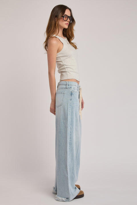 Lyla - Tie Waist Ultra Baggy Non-Stretch Wide Leg Jean