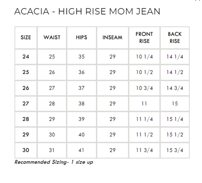 Acacia - High Rise Mom Jean - PTCL