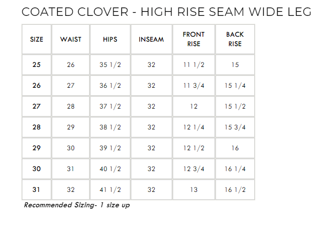 Coated Clover - High Rise Seam Wide Leg - PTCL