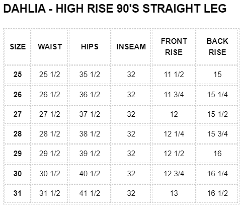 Dahlia - High Rise 90'S Straight Leg - PTCL
