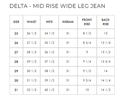 Delta - Mid Rise Wide Leg Jean - PTCL