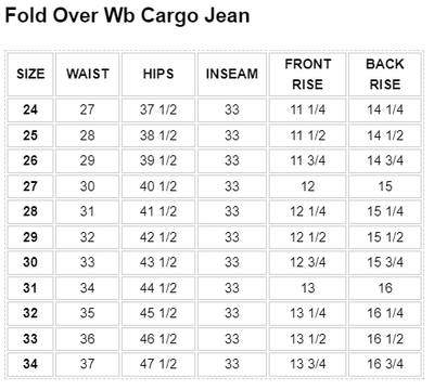 Emma - Fold Over Wb Cargo Jean - PTCL