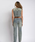 Isadora - Cross Apliq. Denim Vest - PTCL