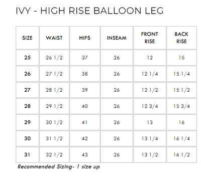 Ivy - High Rise Balloon Leg - PTCL