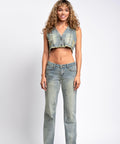 Mia - Cross Apliq. Denim Pant - PTCL