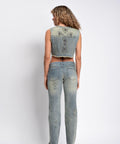 Mia - Cross Apliq. Denim Pant - PTCL