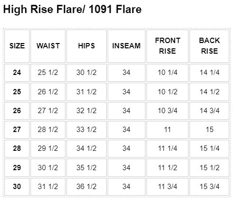 Sara - High Rise Flare/ 1091 Flare - PTCL