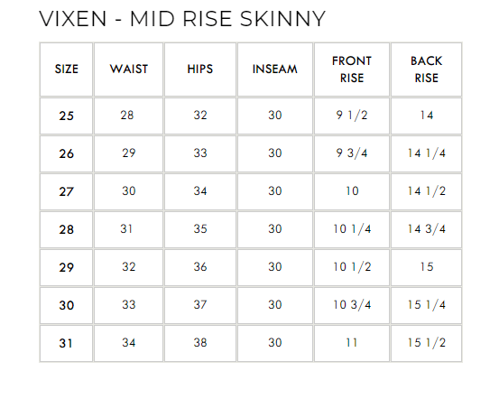 Vixen - Mid Rise Skinny - PTCL