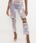 Space - Marbled High Rise Mom Jean - PTCL